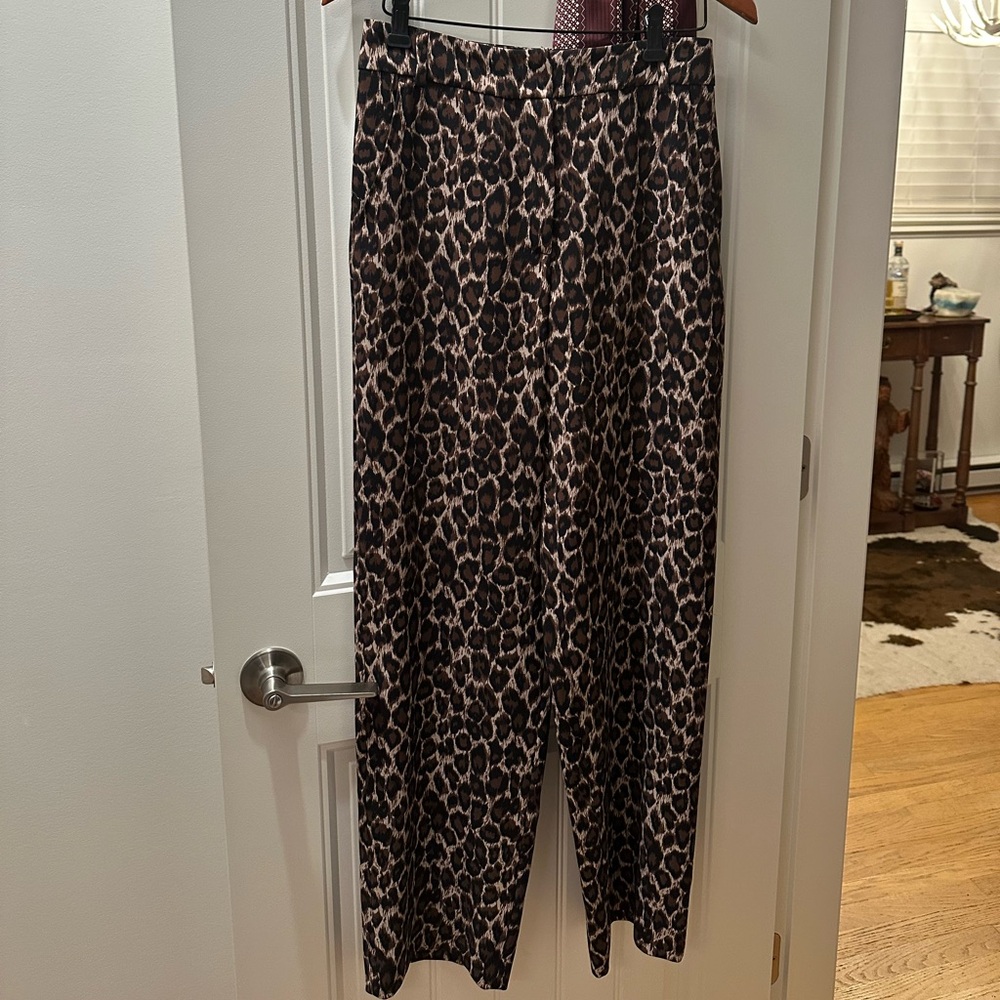MaxMara Leopard-Print Wide-Leg Pants in Brown and Black